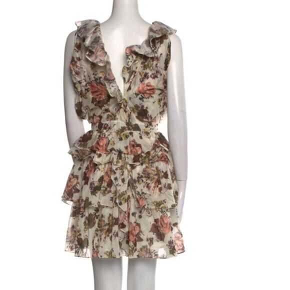 Ulla Johnson Printed Mini Dress Size XS Cream A Line Dress Floral Sarafina - Picture 3 of 4